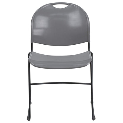 Flash Furniture 5 Pack HERCULES Series 880 lb. Capacity Gray Ultra-Compact Stack Chair with Black Powder Coated Frame