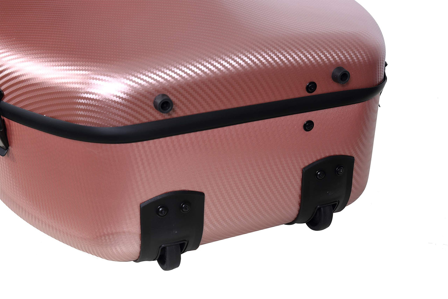 Crossrock 4/4 Cello Case with Wheels – Matte Rose Gold Poly Carbon Shell, Black Velvet Interior, Ergonomic Handles, Music Pouch – Everyday Protection Series