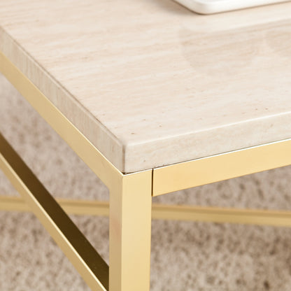 SEI Furniture - Orinda Faux Stone Cocktail Table - Travertine - Transitional Design, Finish - Ideal for Living Room, Family Room (CK3940)