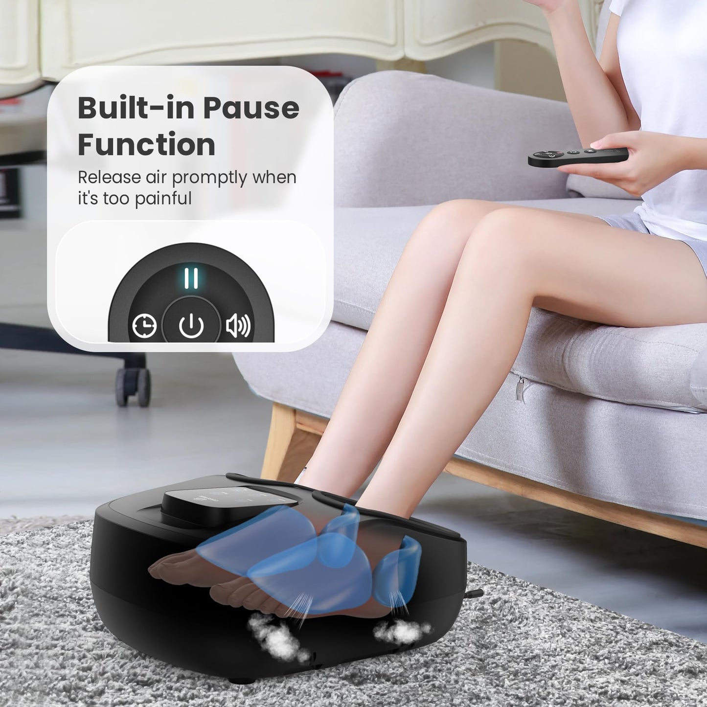 COMFIER Shiatsu Heated Foot Massager with Heat for Plantar Fasciitis Neuropathy, Deep Kneading Vibration Feet Massager for Mon Dad Men Women-Home Office Use