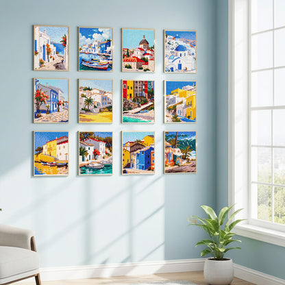 Caydo 12 Pack Sea Breeze Themed Diamond Painting Kits for Adults Full Drill 5D DIY Paint Gem Art A Relaxing Craft for Home Wall Decor(6x6inch)