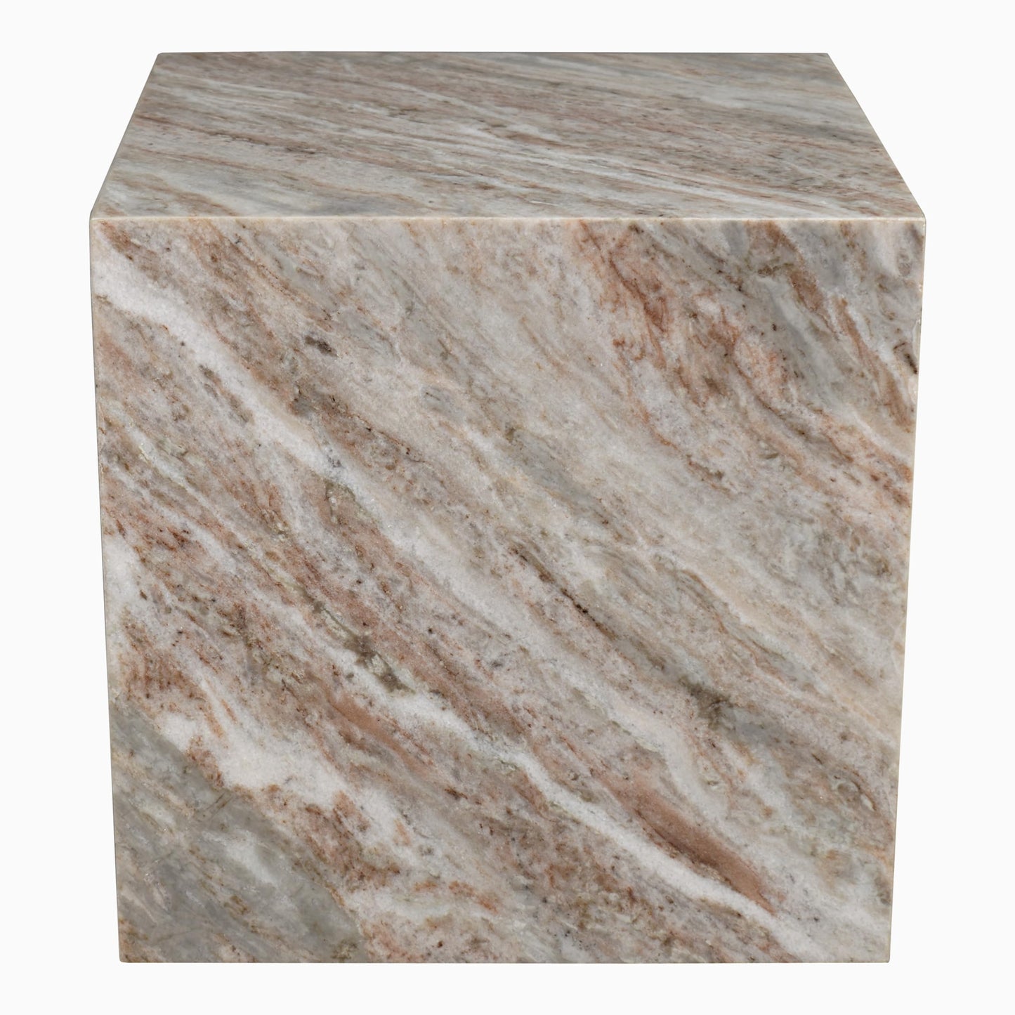 JONATHAN Y Felix 15" Solid Marble Cube End Table, Natural Stone Square Block Side Table for Living Room, Modern Glossy Pedestal Accent Table, Fully Assembled MTB1101A