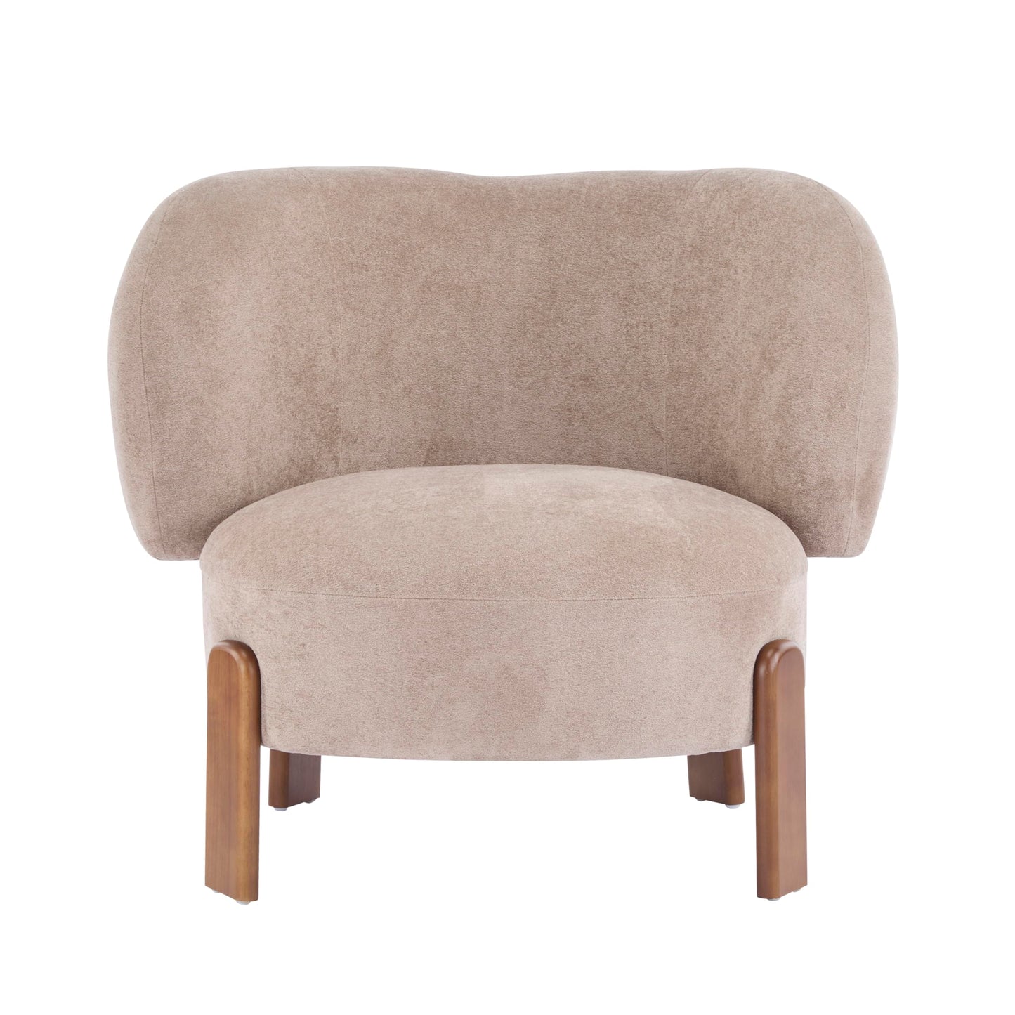 Christopher Knight Home Lily Solid Wood Wingback Accent Chair, Fabric Upholstered Club Chair, Curved Backrest Single Sofa, Comfy Reading Lounge Chair for Living Room, Soft Cushion Seating, Light Brown