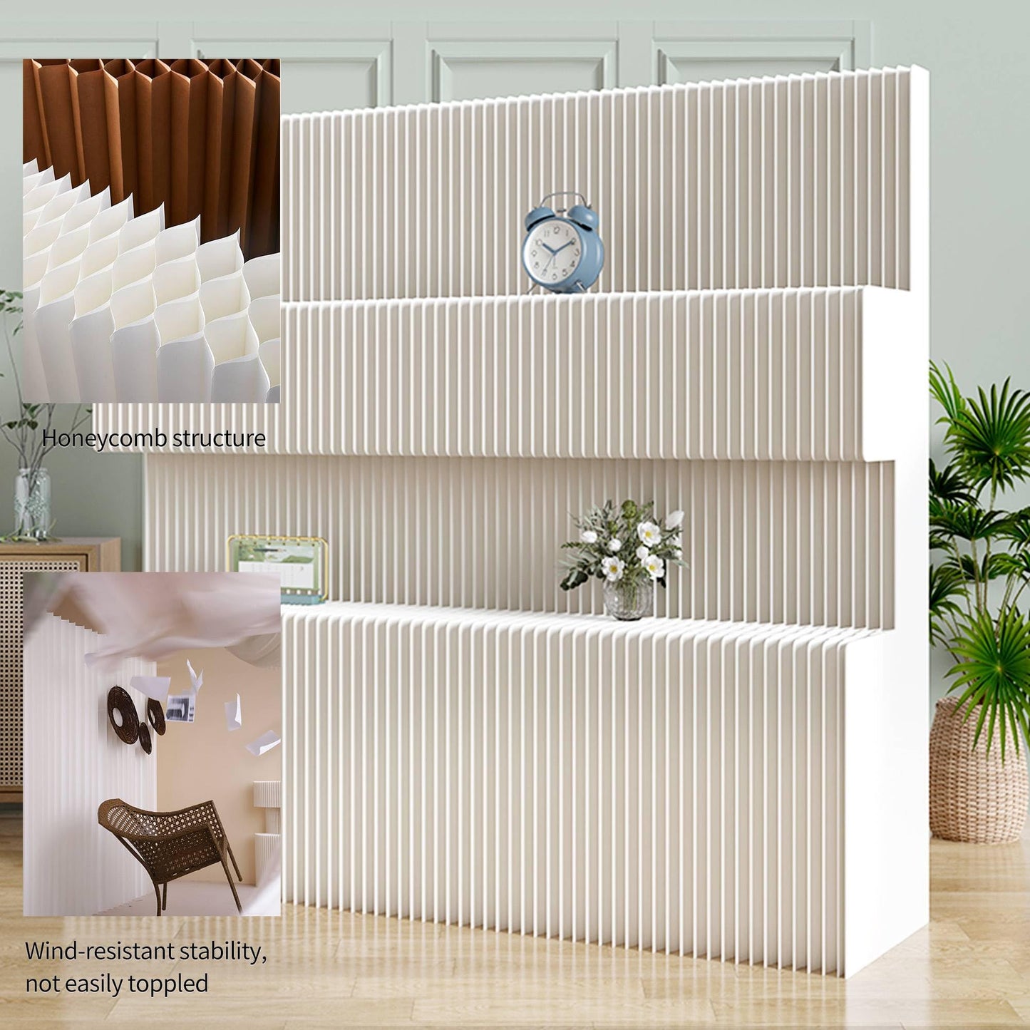 Folding Room Divider – Portable Paper Privacy Screen & Freestanding Wall Partition for Room Separation, Ideal for Home Office, Studio, Exhibition & Indoor Spaces