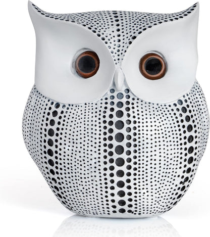 Ornativity White Owl Statue Figurine, Animal Sculpture Home Decoration for Bedroom Living Room Kitchen Office