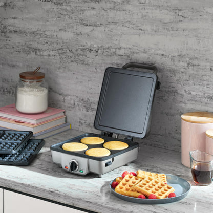 Cuisinart Belgian Waffle Maker with Pancake, Nonstick Plates, 6 Browning Levels, Ready Indicator Lights, Temperature Control, Deep Waffle Pockets, Brushed Stainless, WAF-300NAS