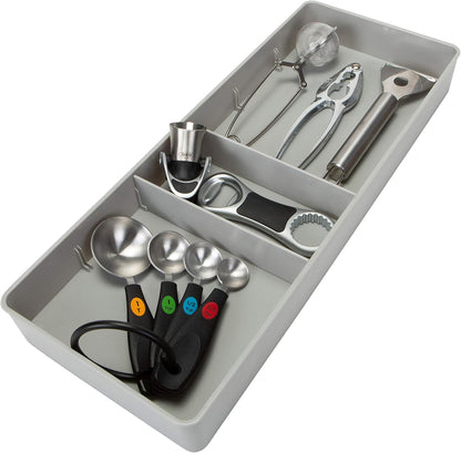 Kitchen Details 3 Compartment Adjustable Drawer Organizer | Utensil & Gadget Holder Tray | Cabinet & Storage