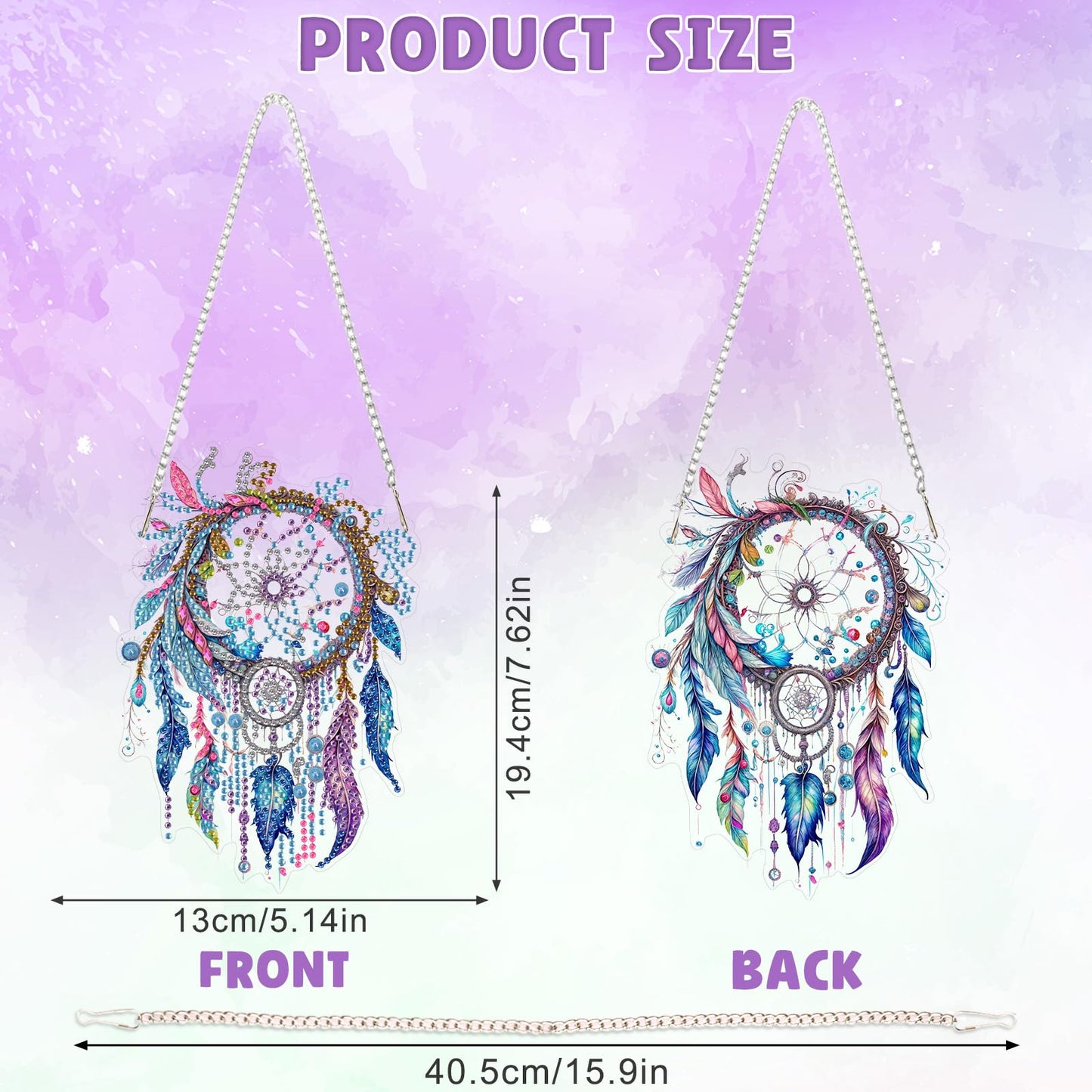 DOMROM Dream Catcher Diamond Painting Kits Hanging Pendant, 5D Special Shaped Crystal Diamond Art Window Pendant Ornament Double Sided Pattern Wall Art Hanging Sign for Beginners 5.1x7.6in