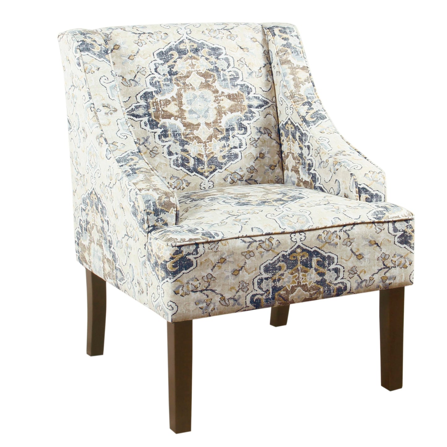 Homepop Home Decor Upholstered Swoop Arm Accent Chair,Antique Ebony