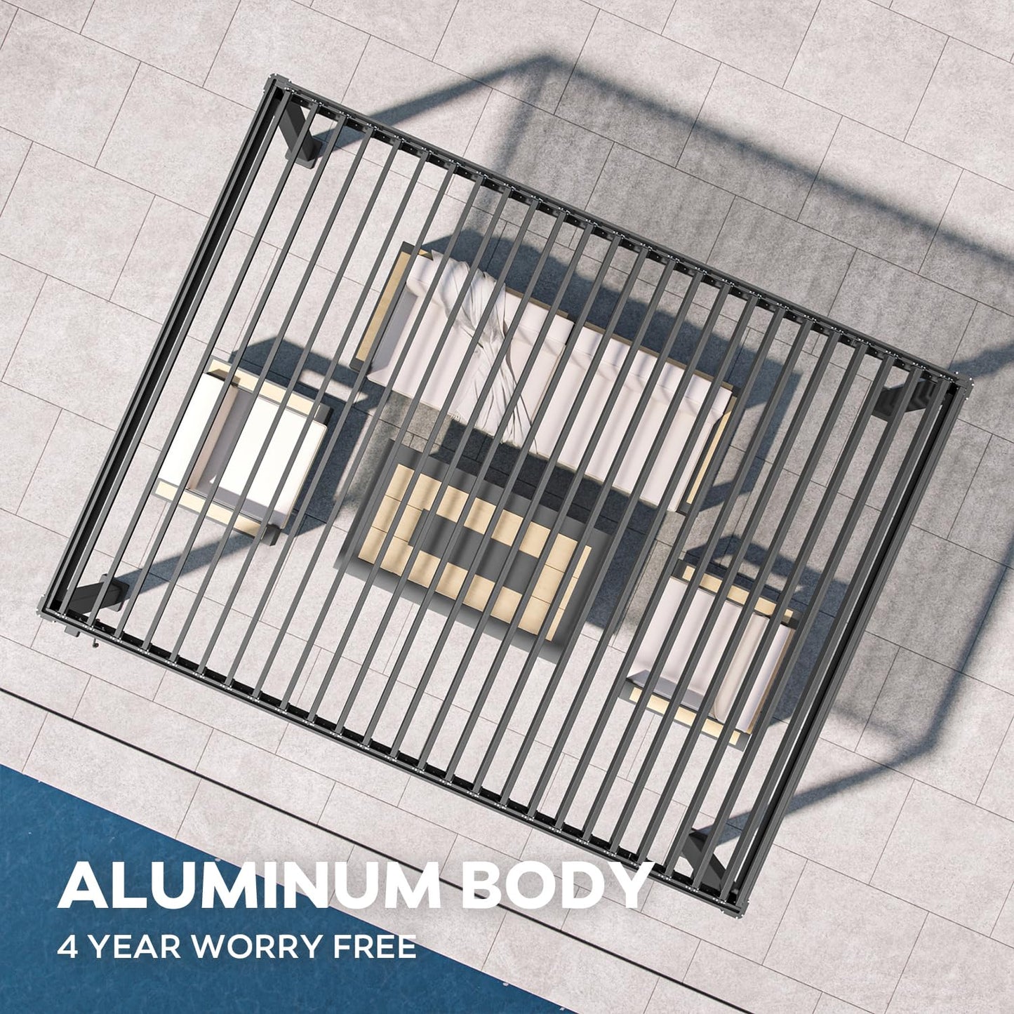 Mirador 111S Round Louvered Pergola Gazebo, 10Ft x 13Ft, Full Aluminum Frame, Adjustable Roof, Outdoor, Durable, Charcoal