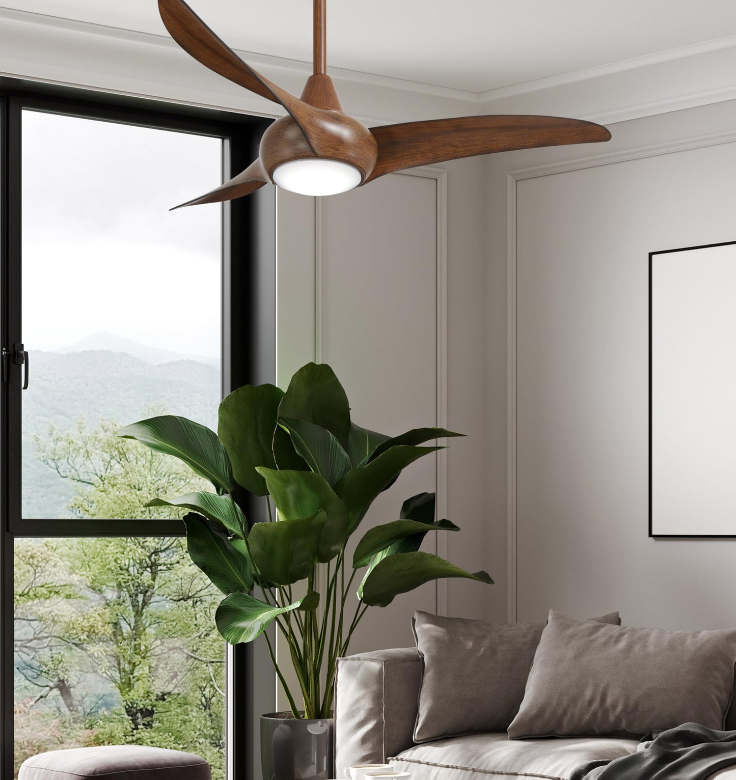 Minka-Aire F845-DK Light Wave 44" Ceiling Fan with LED Light and Remote Control in Distressed Koa Finish