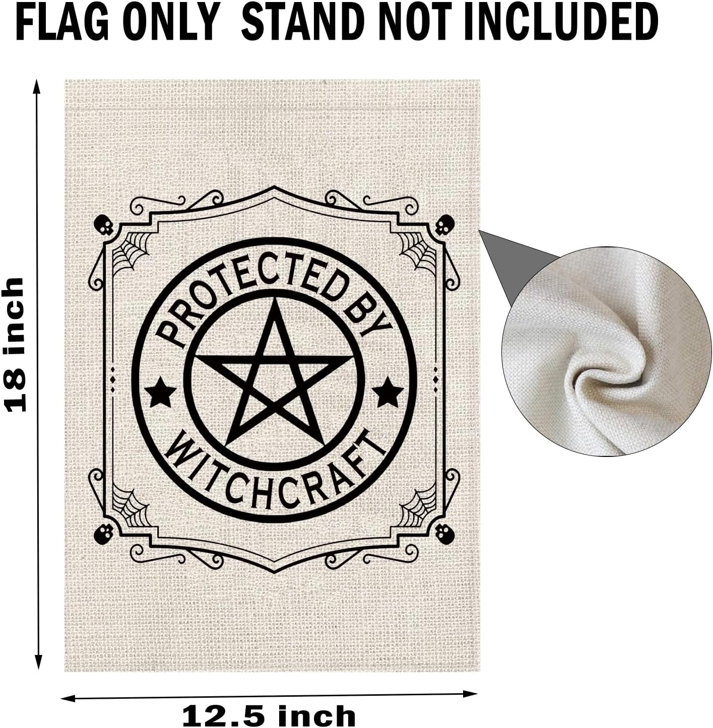 Witchy Pentagram Garden Flag, Protected By Witchcraft Spooky Vibes Wiccan Gift