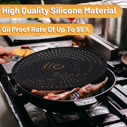 3 Pcs Silicone Splatter Screen for Frying Pan Grease Oil Splatter Collapsible Splash Guard Heat Resistant Multi Use for Baking and Cooking(Black)