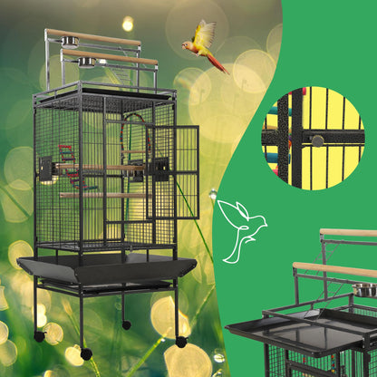 Sinopet 68.5" Extra Large Bird Cages for Parrots,Large Parrot Cages for Large Birds with playtop,Flight Bird Cages for Parakeets with Wheels,Metal cage for Birds,African Grey,Lovebird,Cockatoo,Conure