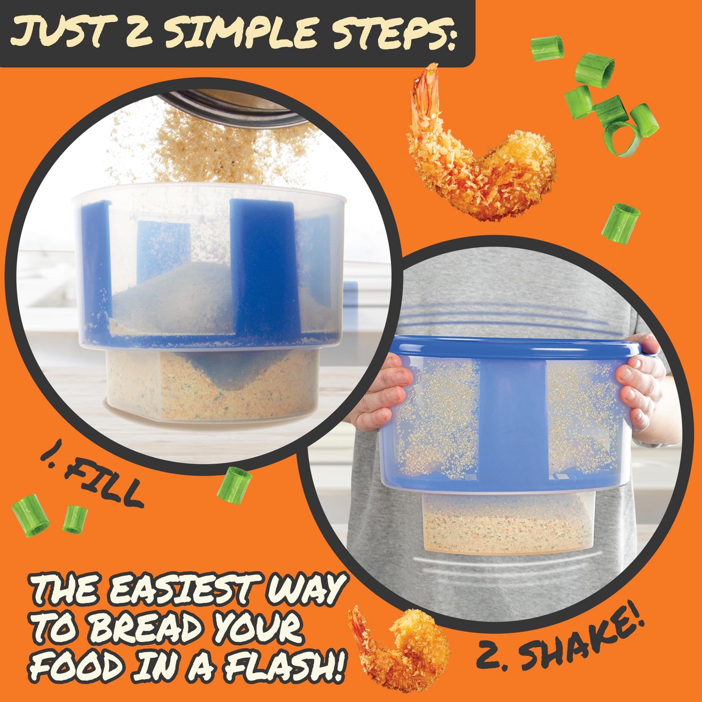 COOK'S CHOICE The Original Better Breader Bowl All-in-One Mess-Free Batter Breading Station- Pour in Seasonings Add Meat Fish or Veggies & Shake for Perfect Coating- Great for Parties- Made in the USA