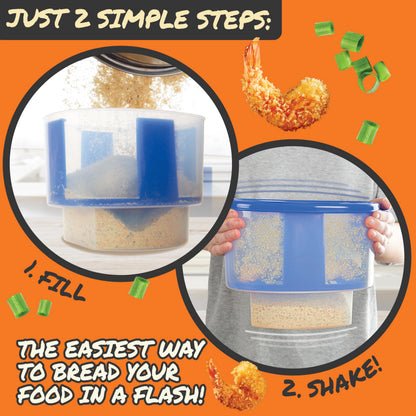COOK'S CHOICE The Original Better Breader Bowl All-in-One Mess-Free Batter Breading Station- Pour in Seasonings Add Meat Fish or Veggies & Shake for Perfect Coating- Great for Parties- Made in the USA