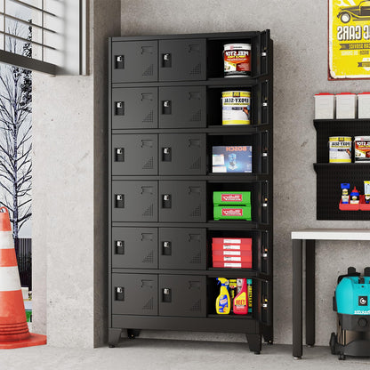 erosoei Metal Lockers for Employees, 18 Doors Metal Storage Locker with Card Slot and Ventilation Holes, Steel Employee lockers for Home Office School Gym Garage, Requires Installation