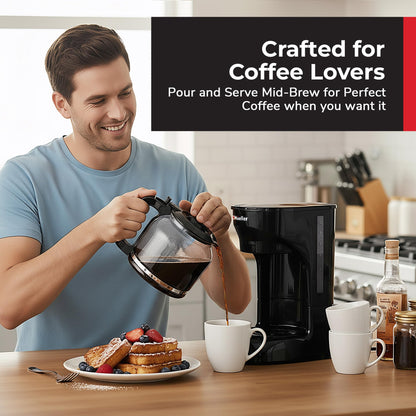 Mueller 12-Cup Drip Coffee Maker - Borosilicate Carafe, Auto-Off, Reusable Filter, Anti-Drip, Keep-Warm Function, Clear Water Level Window Coffee Machine, Kitchen Essentials & Accessories