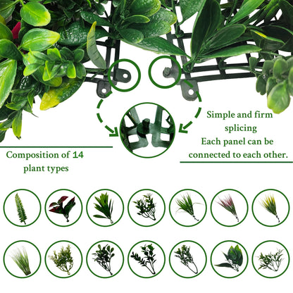 ODTORY Artificial Plant Wall Panels: 6FT×12FT UV-Anti Faux Grass Wall Backdrop Boxwood Ivy Fence Privacy Screen Fake Greenery Leaf Hedge for Outdoor,Indoor,Garden,Backyard and Home Decor