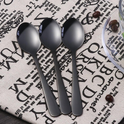Buyer Star 12 Pieces Black Teaspoons - 5.5-Inch Mini Coffee Stainless Steel Espresso Spoons