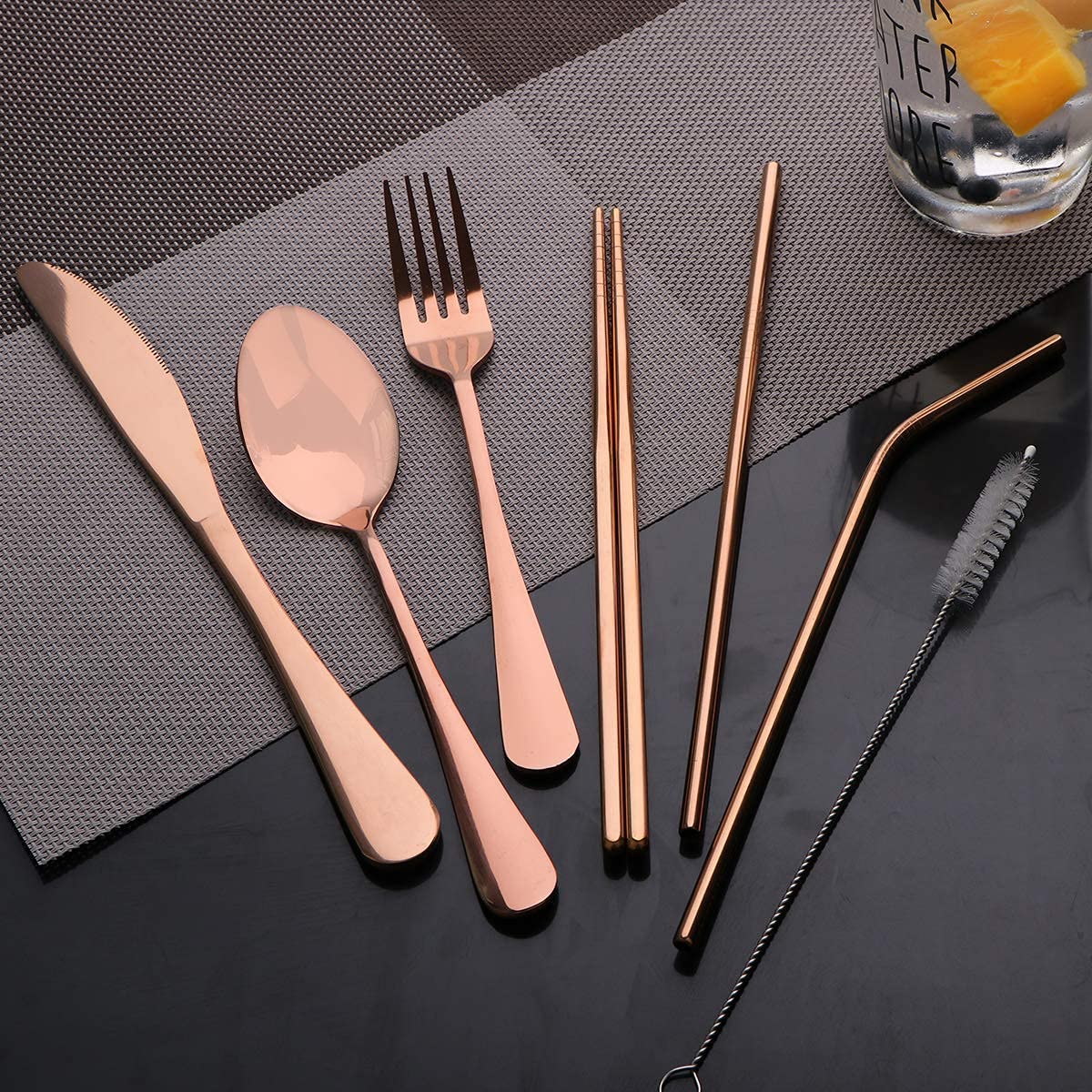 [Together Save 5%] Travel Utensils Set with Case Reusable Stainless Steel Cutlery Set
