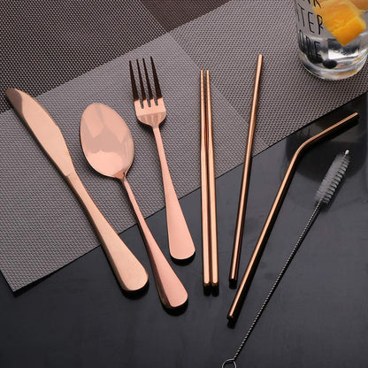 [Together Save 5%] Travel Utensils Set with Case Reusable Stainless Steel Cutlery Set
