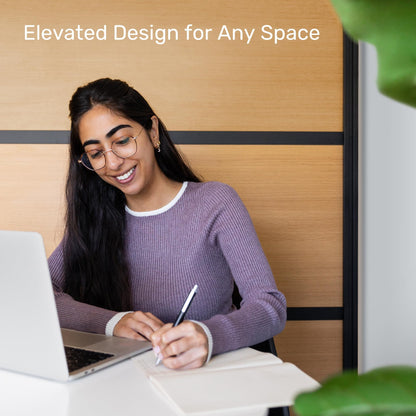 Stand Up Desk Store Beechwood Aesthetic Modular Walls | 70" W x 70" H Modular Room Dividers with Natural-Looking Woodgrain Finish for Offices, Classrooms, and More