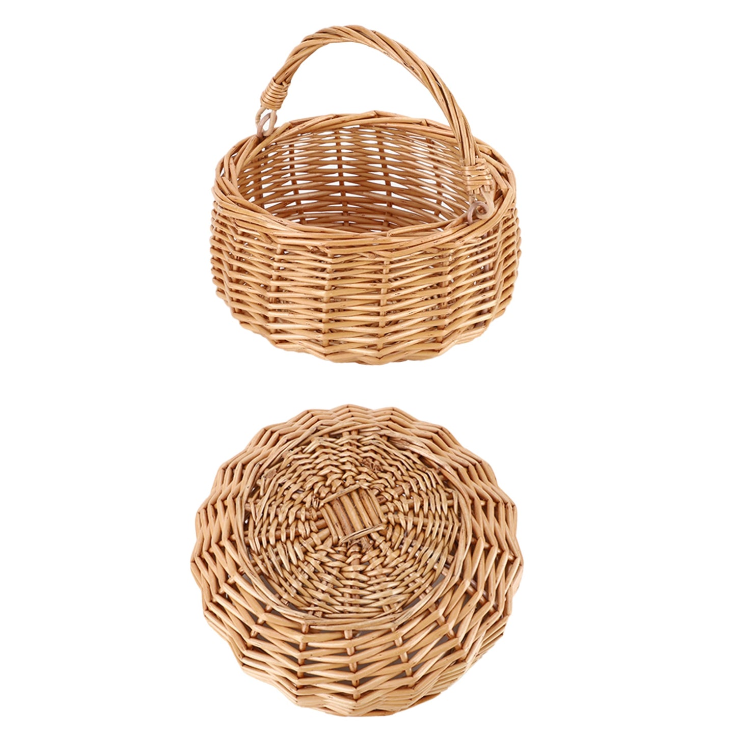Small Gift Wicker Picnic Basket with Handle,Willow Flower Girl Basket for Weddings，Garden and Home Decor -Wicker Storage Basket-Natural