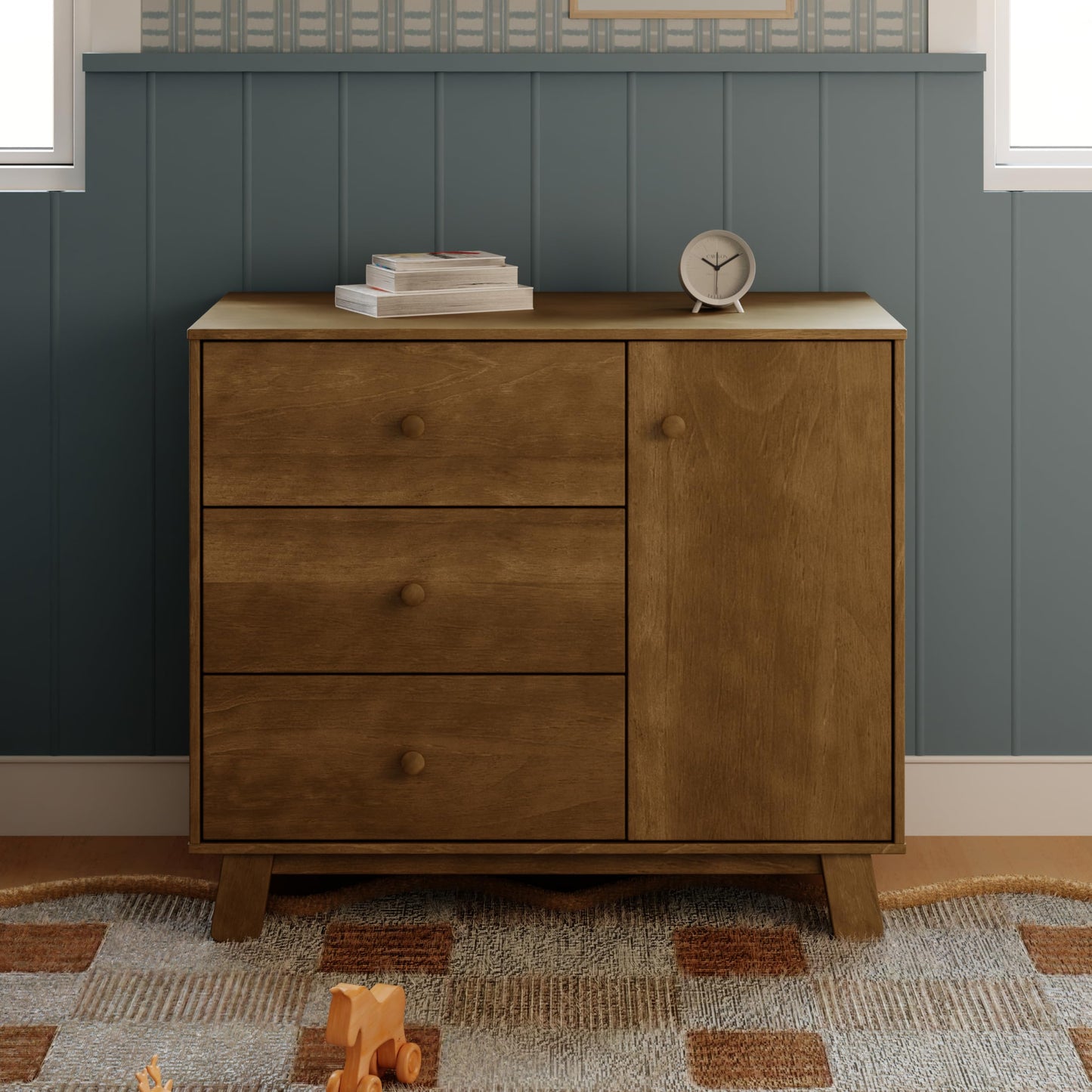 Babyletto Hudson Modern 3-Drawer Dresser in Natural Walnut, GREENGUARD Gold Certified