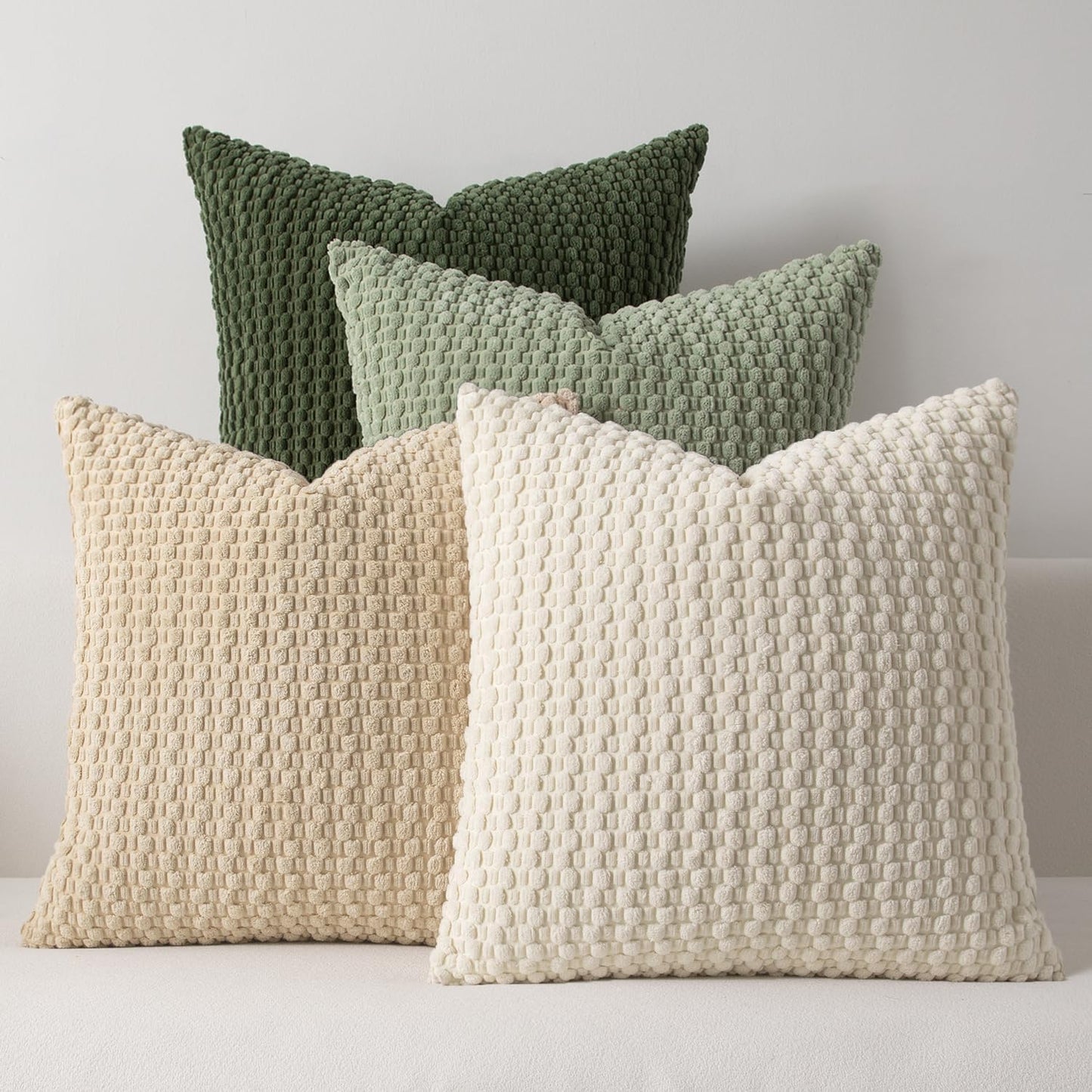 Pack 4 16x16 Inch, Kevin Textile Spring Throw Pillow Covers of Super Soft Boho Corduroy Decor Pillow Cases Mix