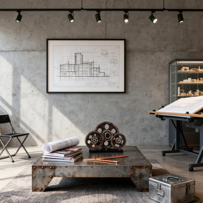 FMTITF Antique Copper Steampunk Gear Train Sculpture, Industrial Decor Statue for Bookshelf, Heavy Duty Resin Figurine with Mechanical Gears, Home Office Decor Gift for Men, Man Cave Collectible Art
