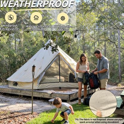 DANCHEL OUTDOOR B2A Portable Bell Tent No Center Pole, 4 Season Large Yurt with Stove Jack Spacious Interior for 8 Person Camping Hiking Glamping 300D Oxford Nylon,16.4ft/5m Khaki