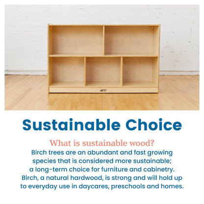 ECR4Kids 5-Compartment Mobile Storage Cabinet, Preschool, Classroom Furniture, Natural