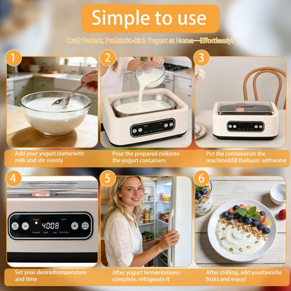 Yogurt Maker with, Real-Time Countdown, Temp & Timer Control (1-99h),Temp Control 21°C-48°C, 1.6L Stainless Steel Inner Pot + 9 Dishwasher-Safe Jars – Effortless Homemade Greek & Probiotic Yogurt