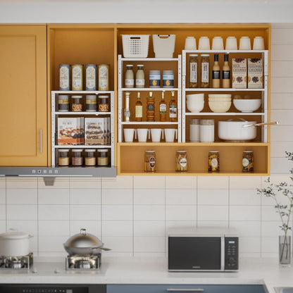 Expandable Stackable Spice Rack, Heavy Duty Seasoning Organizer and Storage, Metal Spice Jar Rack for Cabinet,