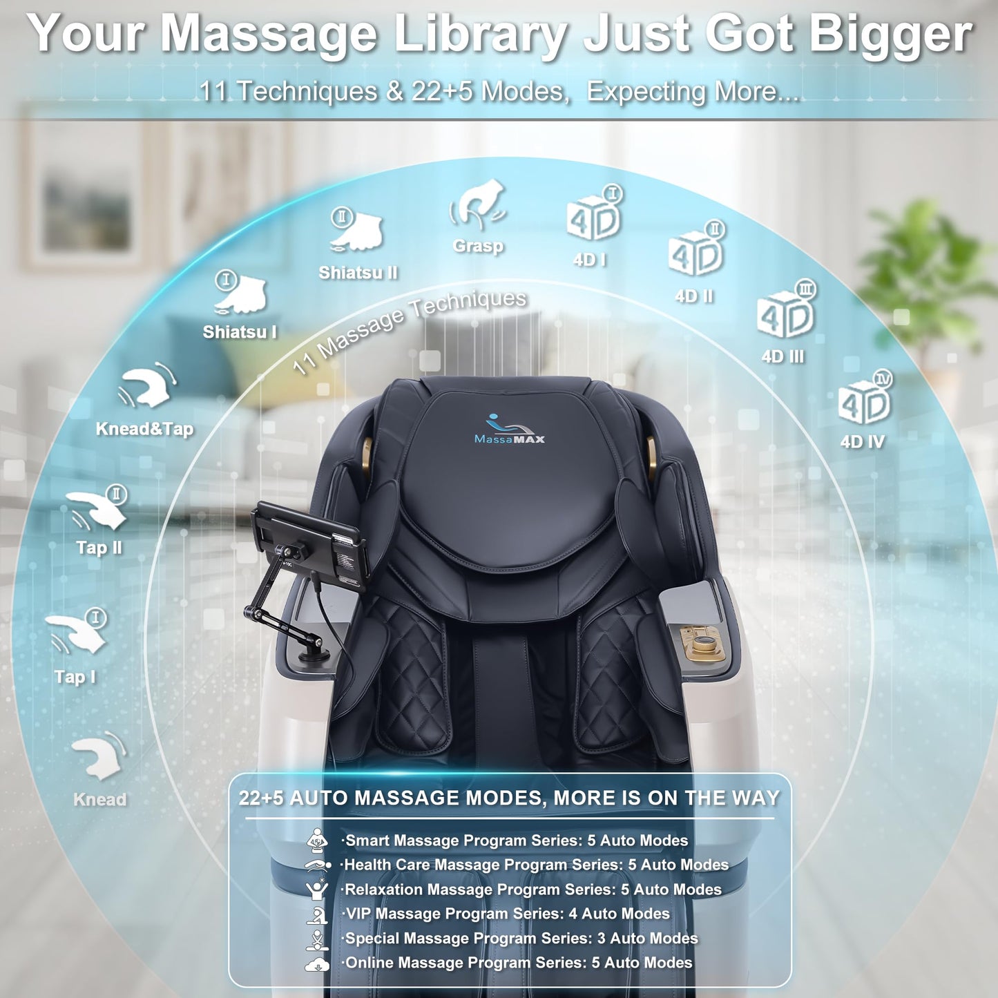 MassaMAX 2026 4D Massage Chair, Full Body Recliner with OTA Cloud Tech, Deep Yoga Stretch, 27 Auto Modes, 55" SL Track, APP & AI Voice Control, Auto Footrest, Zero Gravity, and Heating for Relaxation