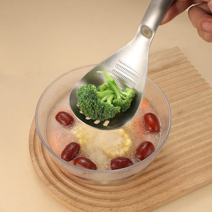 2PC Multi-Function Cooking Spoon with Potato Masher, Egg Yolk Separator, Grater Plate, Bottle Opener & Slotted Spoon - 304 Stainless Steel, MEIYUSHENG
