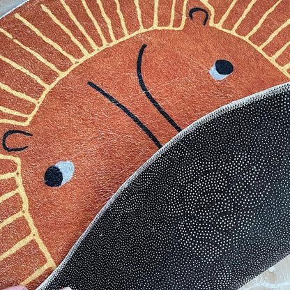 Poowe Decor,47.2" Orange Lion Round Kids Playroom Rug Alphabet Rug-Kids Play Mat Non-Slip Baby Crawling Mat Circle Area