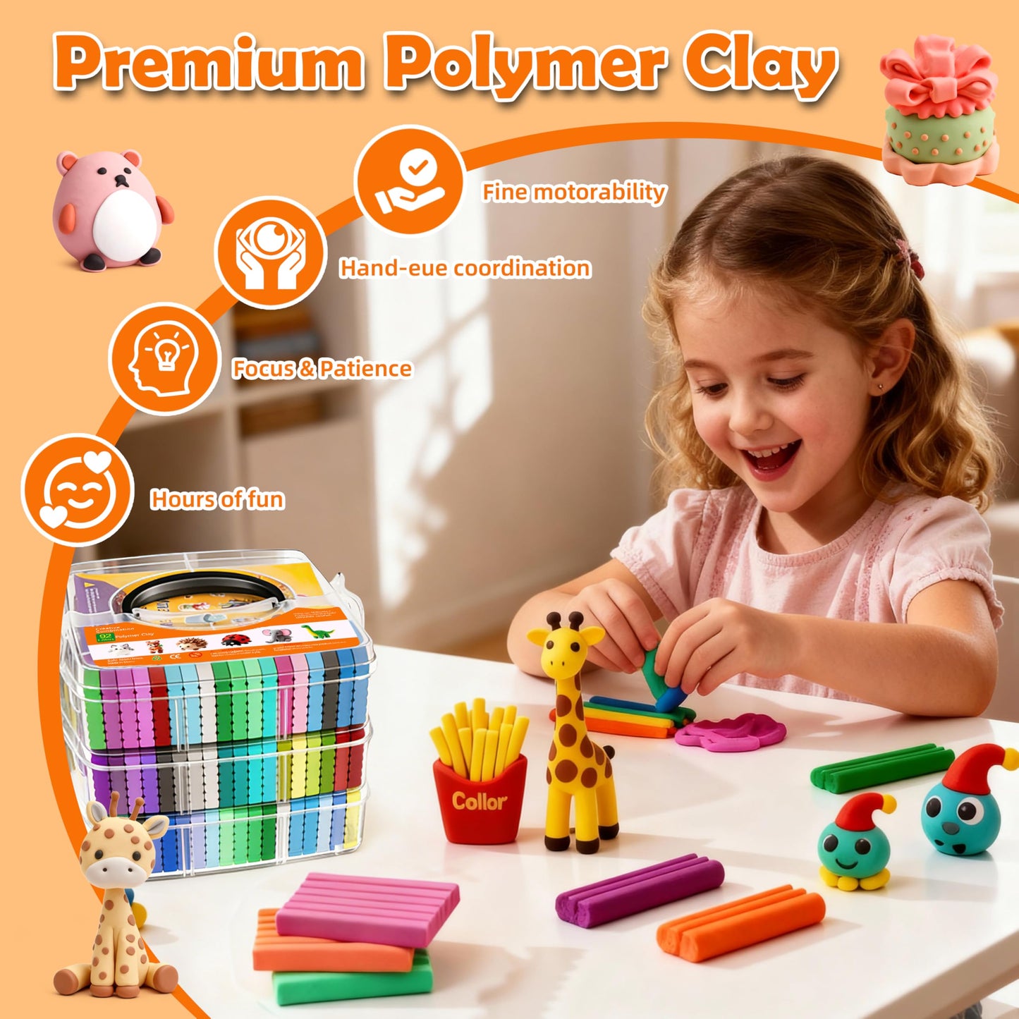 Artpar 92 Colors Polymer Clay Kits,Modeling Clay with Sculpting Tools & Accessory,Oven Baked Molding Clay, Non-Sticky DIY Art and Craft Gifts for Children and Artists