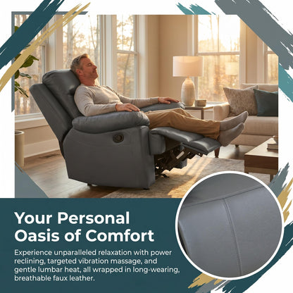 Trygoal Manual Recliner Chair, Nursery Rocking Chair, Lazy Boy Recliner Chair for Adults, Gaming Recliner wih Overstuffed Arms, Suitable for Home Theater, Living Room, Bedroom, Deep Gray