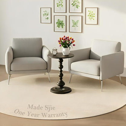 13.8" Side Table - Round Small Accent Table with Metal Base, Multifunctional Vintage Coffee Table for Living Room