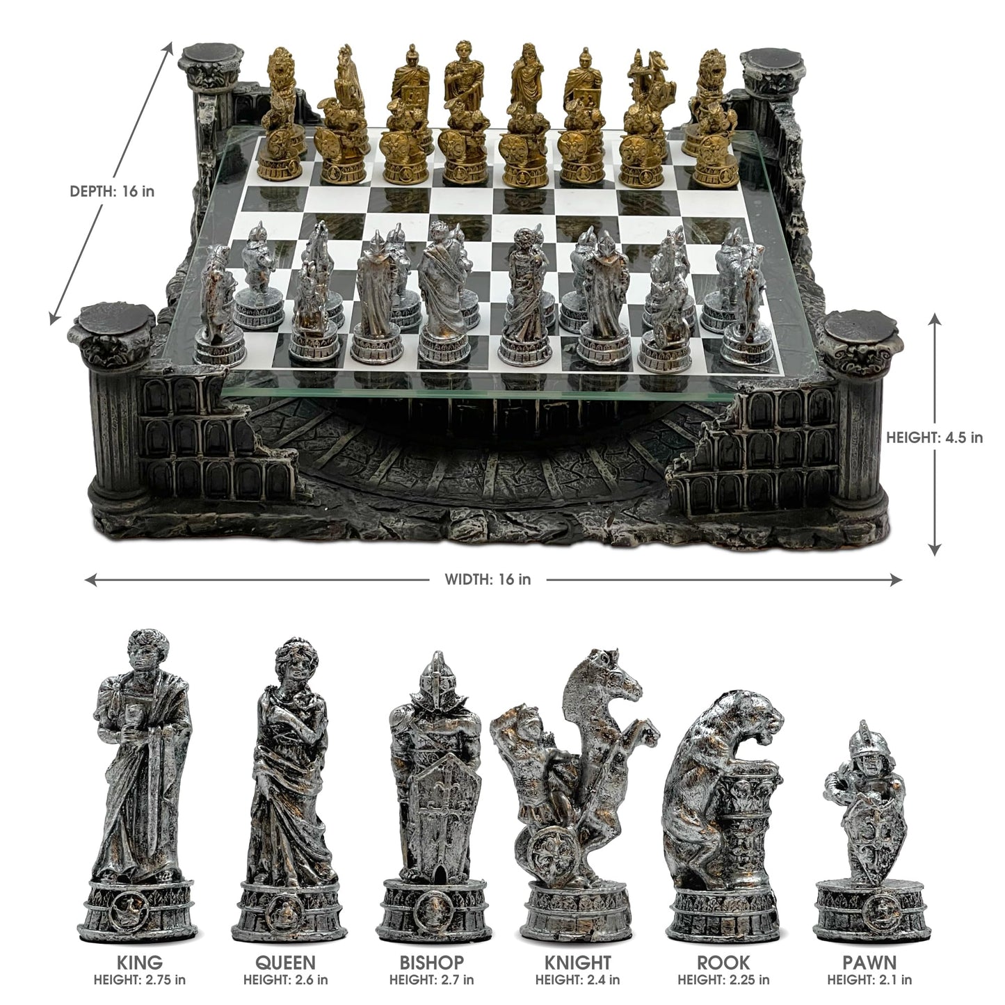 CHH Roman Gladiators 3D Chess Set Games