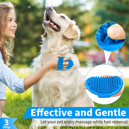 Comotech 6PCS Dog Bath Brush & Dog Toothbrush | Adjustable Handle Shampoo Brush & Scrubber for Short & Long Haired Dogs & Cats | Effectively Solve Odor & Stain Removal Problems | Pet Supplies (Blue)