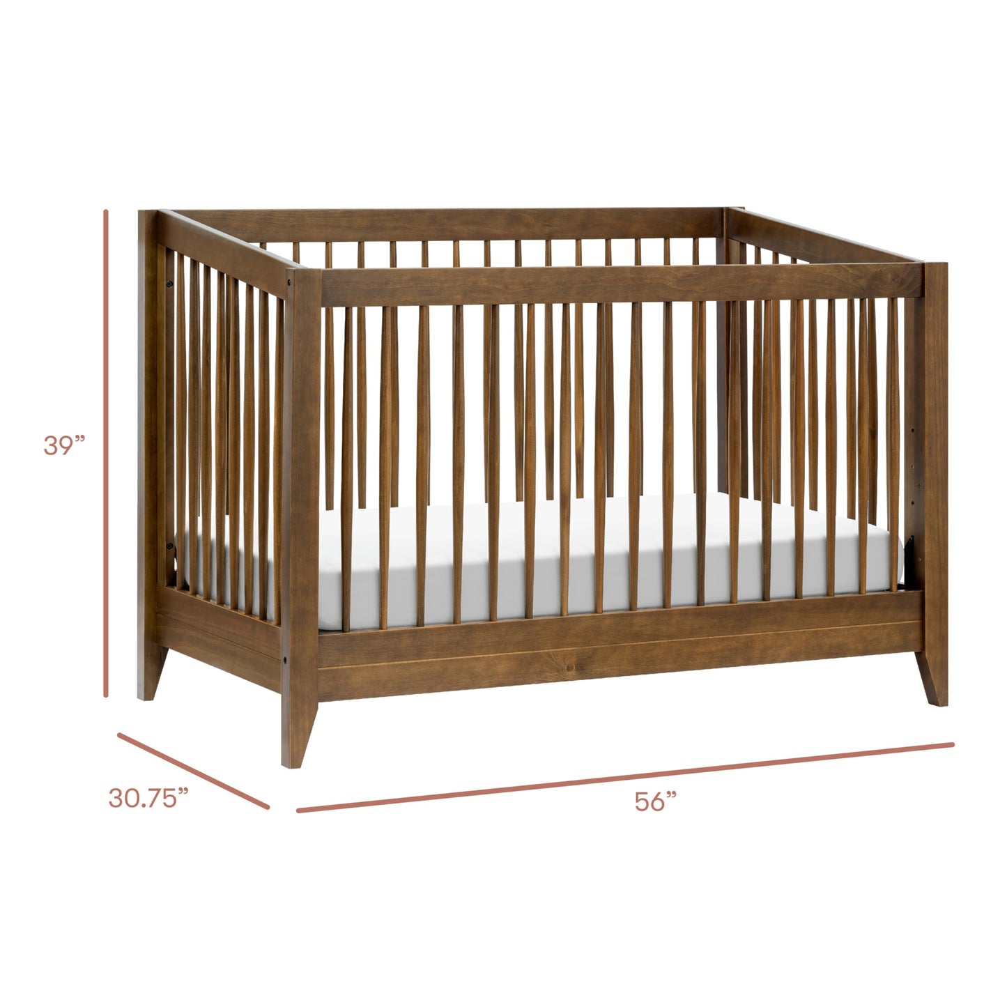 Babyletto Sprout 4-in-1 Convertible Crib with Toddler Bed Conversion Kit in Natural Walnut, Greenguard Gold Certified
