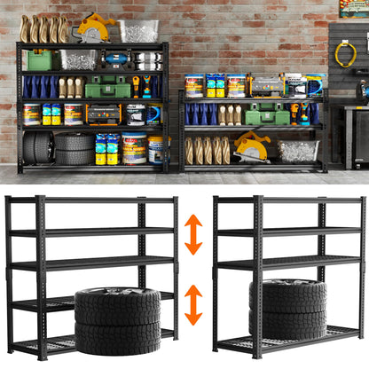 Storage Shelves Heavy Duty, 2 PCS 60" L x 24" W x 78" H Garage Wire Shelving Unit Loads 3300LBS, 5-tier Adjustable Metal Industrial Utility Shelf Rack for Kitchen, Laundry Room, Warehouse, Basement