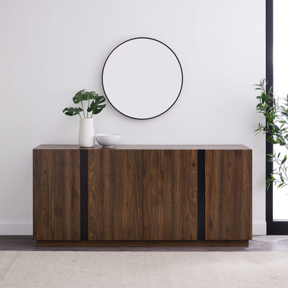 Walker Edison Liss Contemporary 4-Door Minimalist Sideboard 70 Inch Dark Walnut