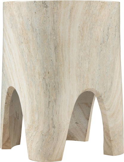 Meridian Furniture 99054Travertine-ET Foligno Collection Art Deco Indoor/Outdoor Concrete End Table with Travertine Finish, 14" W x 14" D x 18" H, Travertine