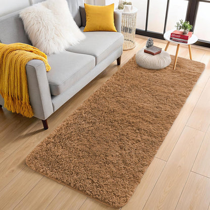 OLANLY Runner Rugs - Soft, Machine Washable Shaggy Carpet for Hallway & Bedroom | Khaki 2x5 ft