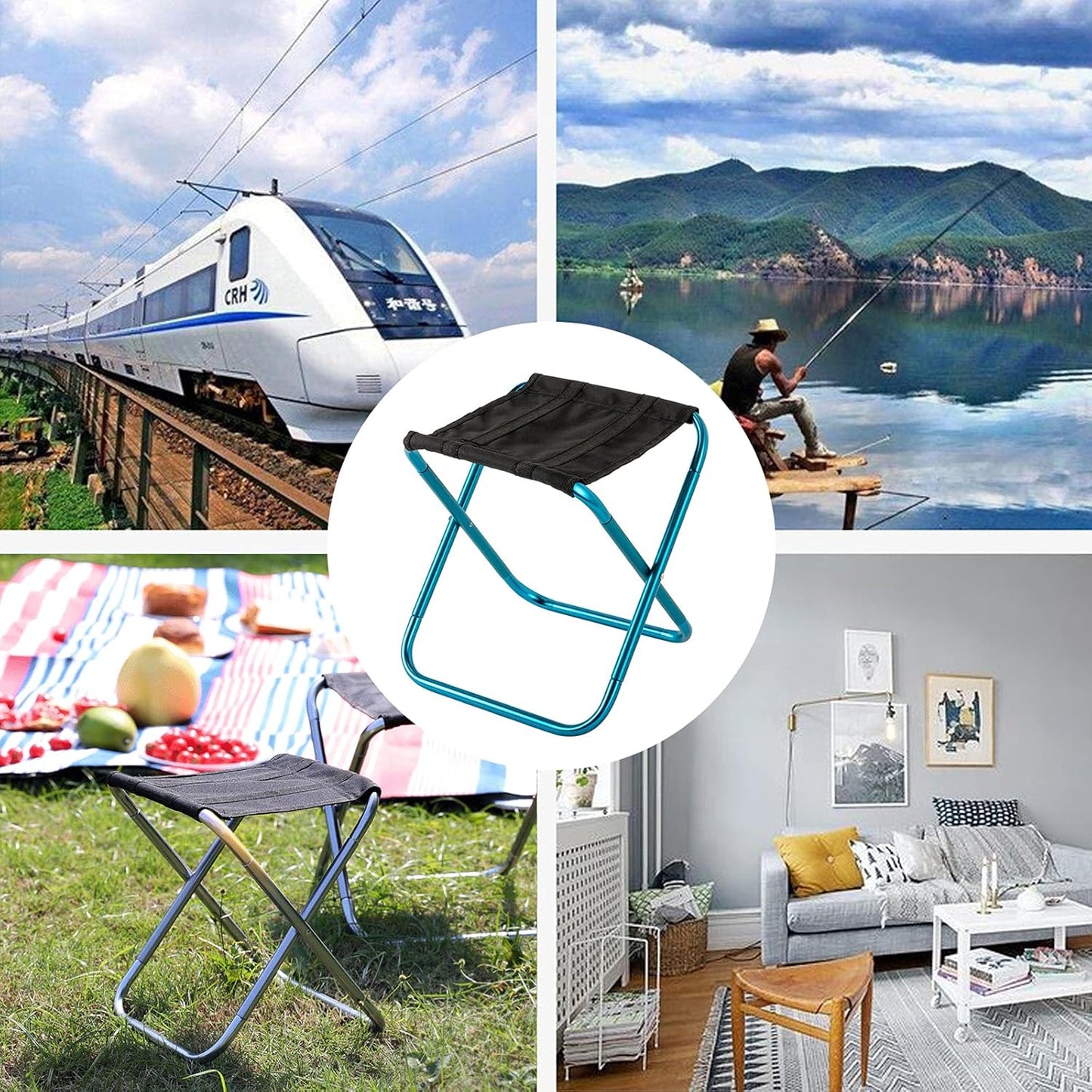 150 Lbs Portable Mini Folding Stool, Small Camping Stool Mortable Stool Can Hold Up