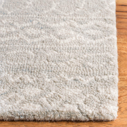 SAFAVIEH Micro-Loop Collection Area Rug - 7' Square, Aqua & Ivory, Handmade Moroccan Boho Tribal Wool, Ideal for High Traffic Areas in Living Room, Bedroom (MLP502K)